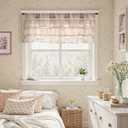 Jinchan Ruffled Valance Curtain for Window Kitchen Valance Living Room Farmhouse Rustic 18 Inch Light Filtering Sheer Voile Shabbychic Light Beige Valance Small Window Treatment Rod Pocket 1 Panel