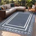 Outdoor Patio Rug, Outside Rectangular Carpet, Moroccan Geometric Rugs, Washable Large Indoor Outdoor Rug 6x9 Mats for RV, Picnic, Backyard, Deck, Balcony, Porch, Beach (Blue)