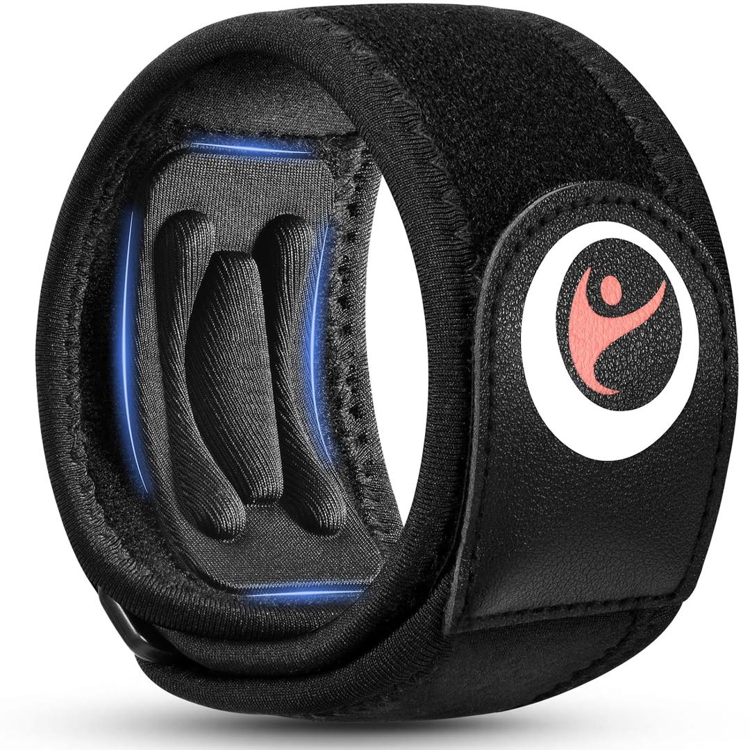 Tennis Elbow Brace for Men, Women with Tendonitis for Elbow Pain Relief - Adjustable Strap with Two Removable Gel Pads, Golfers Elbow Brace, Counterforce Arm Forearm Support Band - Black 1 Pack