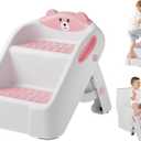 Step Stool for Toddlers, Toddler Step Stool for Bathroom Sink, Foldable Non-Slip Kids Stool with Handle, 2 Step Stools for Kids, Toddler Stool for Kitchen Bedroom Counter Sink