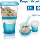 Cereal On The Go, Cup Container Breakfast Drink Milk Cups Portable Yogurt and Travel To-Go Food Containers Storage With Spoon(Blue)