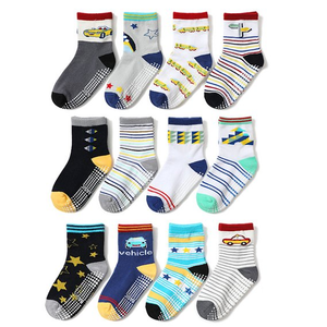 Toddler Socks 12 Pairs Baby Non Slip Skid Ankle Socks For Kids Boys Grips Cotton Crew Socks  1T-3T