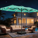 AreShark 13 FT Patio Umbrella with Solar Lights, Double-Sided Outdoor Table Umbrellas with Crank, Large Rectangular Market Umbrella for Porch, Lawn, Pool, Backyard, Cerulean