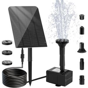 Solar Water Fountain, 2.5 W Solar Bird Bath Fountains with 9.2FT Cable, 5 Nozzles, Outdoor DIY Solar Water Pump Kit for Garden, Ponds, Fish Tank