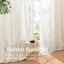 BGment Semi Sheer Linen Curtains 48 Inch Length for Windows, Beige Drapes Light Filtering for Short Bedroom Farmhouse Bathroom Cafe Decor Rustic Lightweight Rod Pocket, 2 Panels Set, 42 Inch Wide