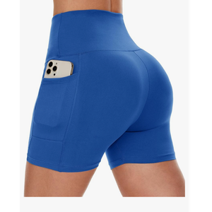 CAMPSNAIL Biker Shorts Women with Pockets - 3"/5"/8" High Waisted Workout Spandex Tummy Control Gym Running Yoga Shorts, Extra Large, Royal Blue 