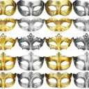 Yunsailing 40 Pcs Masquerade Mask Bulk Vintage Mardi Gras Masks Antique for Halloween Ball Cosplay Performance Prop (Golden and Silver)