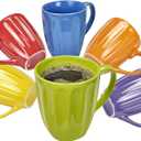 Klikel Coffee Mugs Set of 6 - Fluted Ceramic Mug - Hot Tea And Coffee Cup - Solid Bright Colors - Dishwasher And Microwave Safe Dinnerware (Colored Fluted)