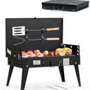 MASTER COOK Portable Charcoal Grill, Foldable BBQ Grill Kit Easy to Carry, Mini Tabletop Grill for Outdoor Camping, Patio and Picnic, 17.1*10.8*2.5