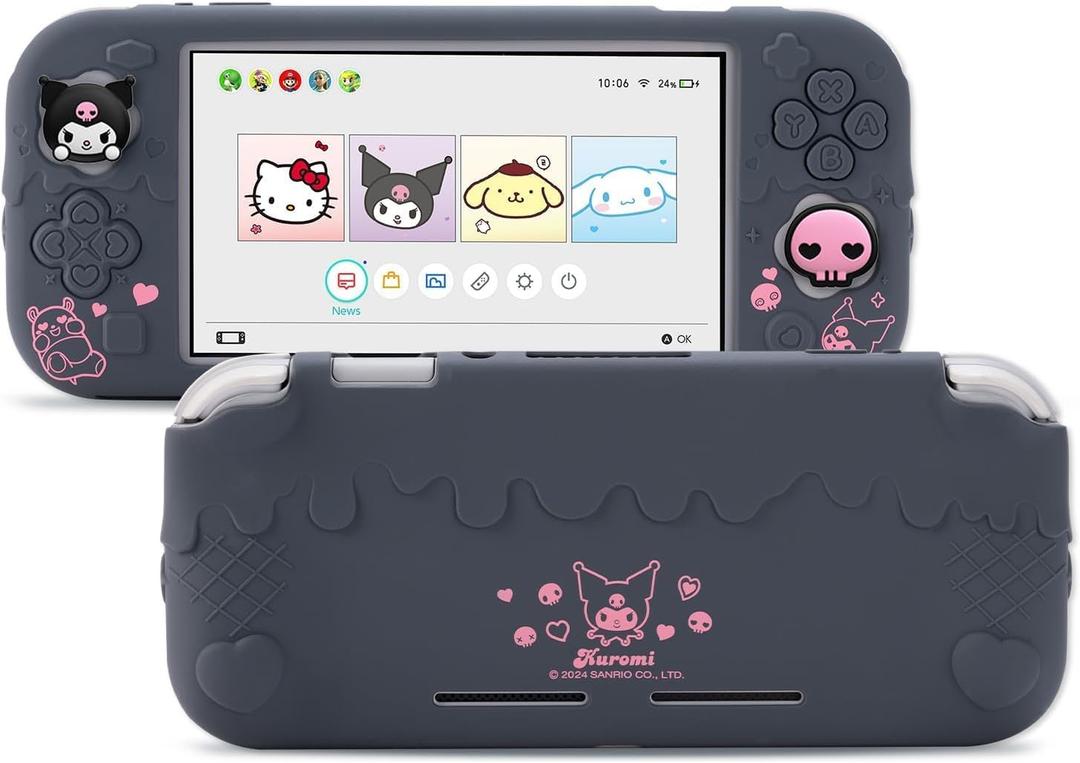 Kuitmor Switch Lite Protective Case,Soft Silicone Protective Shell,Anti-Scratch Protective Cover Case for Switch Lite with 2 Thumb Grip CapsPurple Kuromi