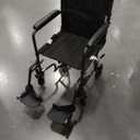 Medline Lightweight Foldable Transport Wheelchair with Handbrakes and 12-Inch Wheels, Blue Frame, Black Upholstery