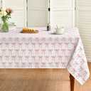 Horaldaily Pink Bow Tablecloth, 60120 Inch Rectangular, Bow Pattern Birthday Decorations, Seasonal Washable Table Cover for Girls Birthday Wedding Party Supplies