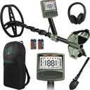 Metal Detector for Adults,Professional Higher Accuracy Metal Detector Kit with 12" IP68 Waterproof Search Coil with LCD Backlight,5 Modes,Gold Detector for Beach Hunting(Green)