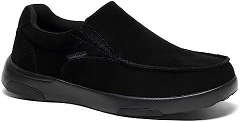 OrthoComfoot Men's Orthopedic Slip On Loafers Walking Shoes with Arch Support: Suede Leather Dress Slip-Ons Loafers for Plantar Fasciitis, Comfortable Non-Slip Shoes for Foot and Heel Pain Relief 42