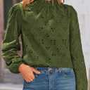 PRETTYGARDEN Tops for Women 2026 Spring Long Sleeve Blouses Dressy Casual Embroidered Eyelet Shirts Fall Going Out Outfits (XXL)