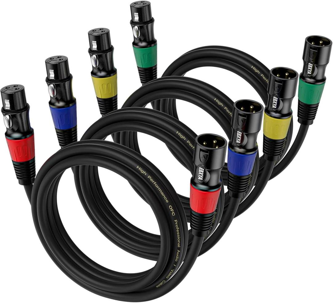 EBXYA XLR Cables 3ft 4-Packs - Standard XLR Male to Female Microphone Cable with 3-Pin Balanced Shielded XLR Speaker Cable (Black)
