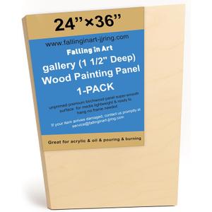 Falling in Art 1 Pack Unfinished Trapezoid Wooden Canvas Panels, 24x36 Gallery Birch Wood Panels, 1 1/2" Deep Art Cradle Boards for Acrylic Painting, Pouring and Burning