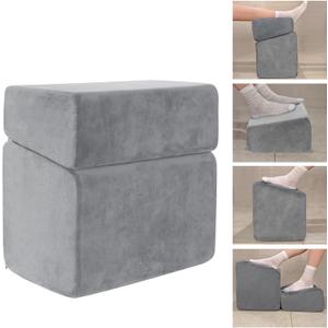 Adjustable Foot Rest for Under Desk at Work - 3 Height Ergonomic Footrest, 17x11 Inch Office Foot Stool, Soft Velvet Cushion, Non-Slip Base for Home & Office - 100% Memory Foam Filling (Grey)