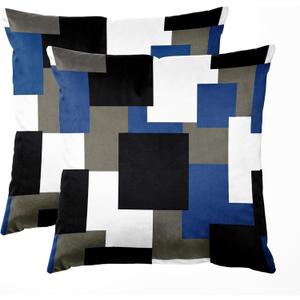 Royal Blue Throw Pillow Covers, 18x18 Inches Set of 2 Modern Abstract Geometric Pillowcase, Blue White Square Accent Cushion Case, Soft Pillow Cover for Couch Sofa Bedroom Living Room