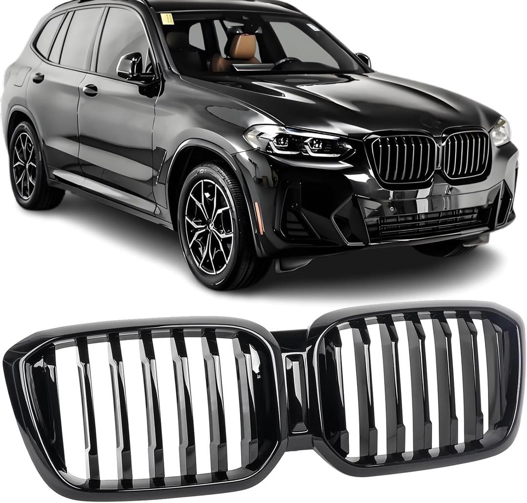 Front Kidney Grille Upper Grill Replacement for 2022 2023 2024 BMW X3 G01 X4 G02, Single Slat, Gloss Black