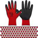 100 Pack Gardening Gloves Bulk for Men Women, Breathable Nitrile Rubber Coated Garden Gloves Dipped Gripping Work Gloves for Construction, Gardening