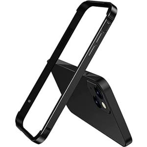 New Aluminum Frame Metal Bumper Frame Slim Hard Case Cover for iPhone13 Pro Max, Metal Frame Armor with Soft Inner Bumper, Raised Edge Protection (Black, for 6.7" iPhone 13 Pro Max)