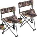 REDCAMP 2 Pack Tripod Hunting Chairs for Blinds, Folding Lightweight Portable Fishing Chair for Adults Hunting Stools with Backrest, Golf Chairs for Spectators, Camo, 18D x 18W x 25H in