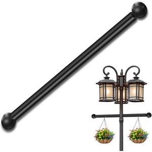 iplusmile Lamp Post Cross Arm Replacement: 22" Cross Arm Ladder Rest Handle with Removable Decorative Spheres for Outdoor Lamp Posts Poles, Black
