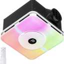 VallisCo Bathroom Exhaust Fan with Light, 260 CFM Bath Fan with Remote, 4 Color Temperatures & 7 Color RGB Night Light, 110V Ceiling Mount Ventilation Fan with 4 Inch Duct, 11.6"x11.6" Cutout, Multifunctional