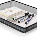 Office Metal Mesh Basket for Desk, Single Paper Tray Organizer, Turn in Trays Classroom, Flat Mail Letter Storage Basket for Office Home Drawers School, Black (1 Pack)