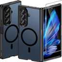 Halokin Magnetic for Samsung Galaxy Z Fold 7 Case with Screen Protector, [Compatible with MagSafe] Slim Translucent Matte Shockproof Case for Samsung Z Fold 7, Fold7 Hard PC Thin Phone Cover, Black