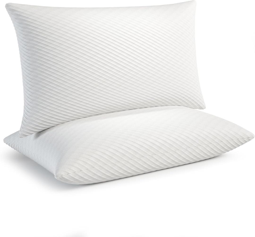 BioPEDIC Memory Foam Pillows - Standard Size, 2-Pack, Shredded Foam Filling for Plush Support & Airflow, Ventilated iCOOL Technology, Hypoallergenic, Non-Toxic Materials, Standard Size (Pack of 2)