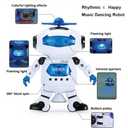 Musical Walking Dancing Robot Toy for Kids, Flashing Lights, 360 Body Spinning, Toddlers Bosys Girls Fun Figure Toy