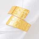 Gold Napkin Rings Set of 8, Metal Rose Pattern Napkin Ring