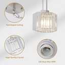 XSDeTu Brushed Nickel Pendant Light Fixtures, Modern Crystal Hanging Ceiling Light, 1-Light Mini Farmhouse Chandelier, Adjustable Hexagonal Island Lights for Kitchen, Dining Room, Bedroom, 2 Pcs