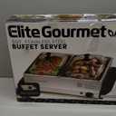 Elite Gourmet EWM-6122 Dual 2 x 2.5 Qt. Trays, Buffet Server, Food Warmer Temperature Control, Clear Slotted Lids, Perfect for Parties, Entertaining & Holidays, 5 Qt Total, Stainless Steel