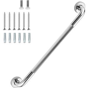 24 Inch Shower Grab Bar 1.25" Dia, Chrome Anti Slip Bathroom Grab Bar, 304 Stainless Steel Knurled Handicap Grab Bars, Safety Support Handrail, Assist Bath Shower Handle for Elderly Injury Senior