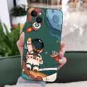 for iPhone 15 Plus Case, Astronaut Side Creative Pattern Designs Liquid Silicone Shockproof Soft Phone Cover for iPhone 15 Plus, Astronaut Green