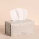 OLETHA Aesthetic Rectangle Tissue Box Cover, High Flat Box Tissues Holder Rectangular, Woven Textured, Grey