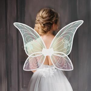 Threetols Elf Fairy Wings for Women, Halloween Butterfly Wings Princess Sparkling Wings Fancy Dress Up (White)
