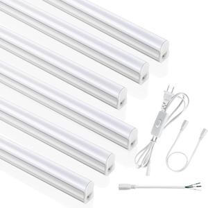 (6 Pack) 4FT T5 LED Integrated Fixture, 6500K,20W,2300LM(Super Bright White) Linkable LED Shop Light,Garage Ceiling and Cabinet Light,Strip Light,Corded Electric with ON/Off Switch