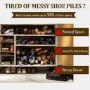 Shoe Stacker 12 Pack, Shoe Slots Organizer for Closet, 3 Levels Adjustable Shoe Space Saver to Save 50% Space, Clear Anti Slip Shoe Rack Organizer Holders for Sneakers, Heels & Sandals