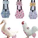 MANON ROSA Chicken Diapers Bantam Hens - Reusable 3-Piece Set with Bow Ties Poultry Nappies Washable Waterproof for Geese Pet Ducks Silkie (Floral S)