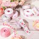 Kosiz 8 Rolls Pink Baby Shower Ribbon 7/8 Inch It's a Girl Ribbon Rose Flower Print Grosgrain Ribbons for Diaper Cake Gift Wrapping Wreath Bow DIY Craft Gender Revel Party Decor, 40 Yard Total