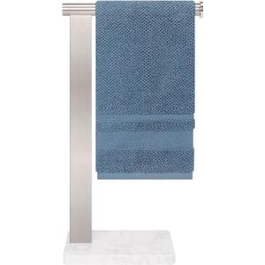 Stainless Steel L-Shaped Hand Towel Holder, SUS304 Bathroom Towel Rack with Thickened Base for Countertop Vanity (Brush Nickel, Square Base)