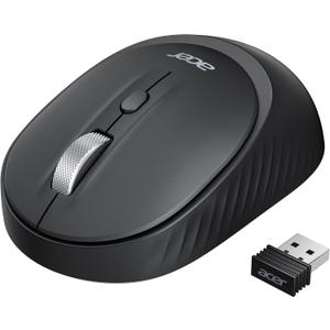 acer Bluetooth Wireless Mouse for Laptop, Computer Mouse Wireless (BT5.2+2.4GHz), Small to Medium Size, Left & Right Handed Office USB Mice with USBA Receiver, 4 Buttons, Compatible with PC, Desktop (Black)