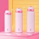 24 oz Insulated Water Bottle for Sports: Meoky Stainless Steel Water Bottle with 2-in-1 Straw and Spout Lid - Leak Proof, Cold for 24 Hours, Fits in Car Cup Holder, BPA-Free for Women Travel, Blush
