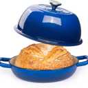 Enamelled Cast Iron Dutch Oven Pot  Dutch Oven For Sourdough Bread Baking  Cast Iron Bread Pot  Dark Blue, 6 Quarts, 22cm  by Nuovva