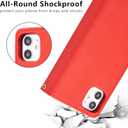 EYZUTAK Case for iPhone 11 6.1 inch, Glossy PU Leather 9 Card Slots Magnetic Closure Detachable Wrist Strap Zipper Wallet Shockproof Removable Back Cover Case - Red