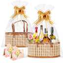 Orchidleaf 2 Set Baskets for Gifts Empty, Gift Empty Bamboo Basket Large, Foldable Woven Gift Basket with Handle for Baby Baptisms, Mother's Day, Christmas, Housewarming